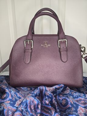 Kate Spade New York Plum Saffiano Leather Satchel Crossbody Bag